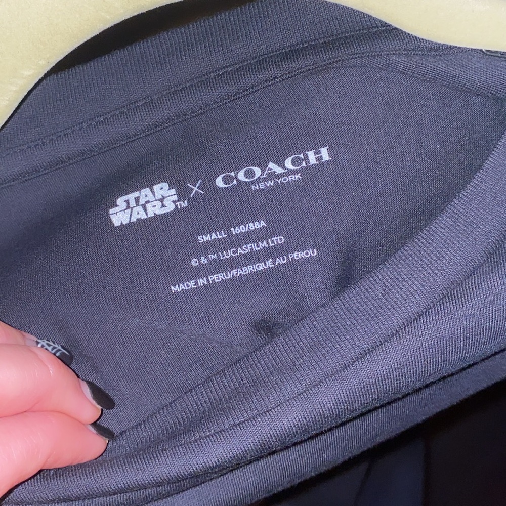 Coach Star Wars Logo Black Glitter Tee Shirt - Picture 4 of 16